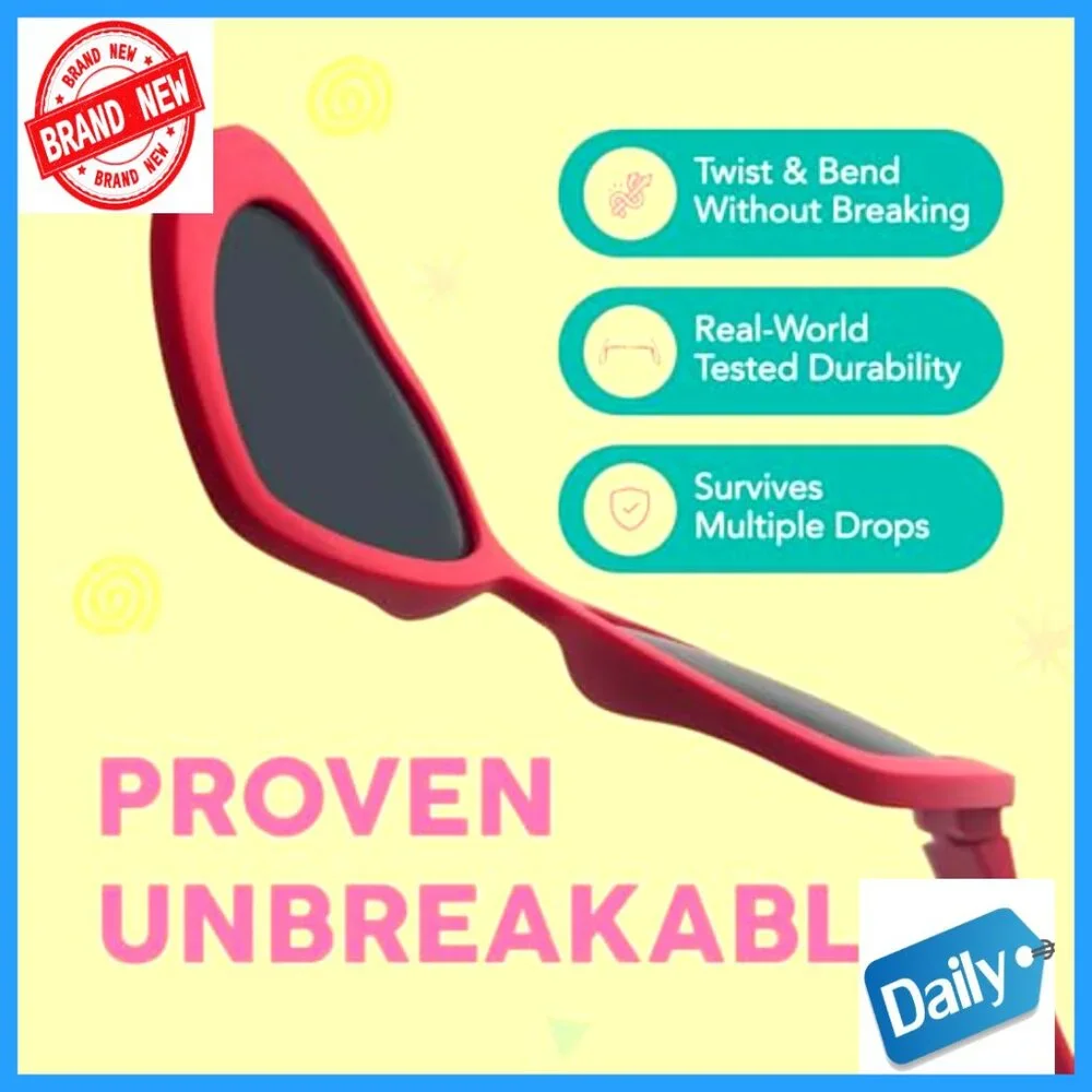Unbreakable Kids Heart Sunglasses Polarized UV Protection with Strap